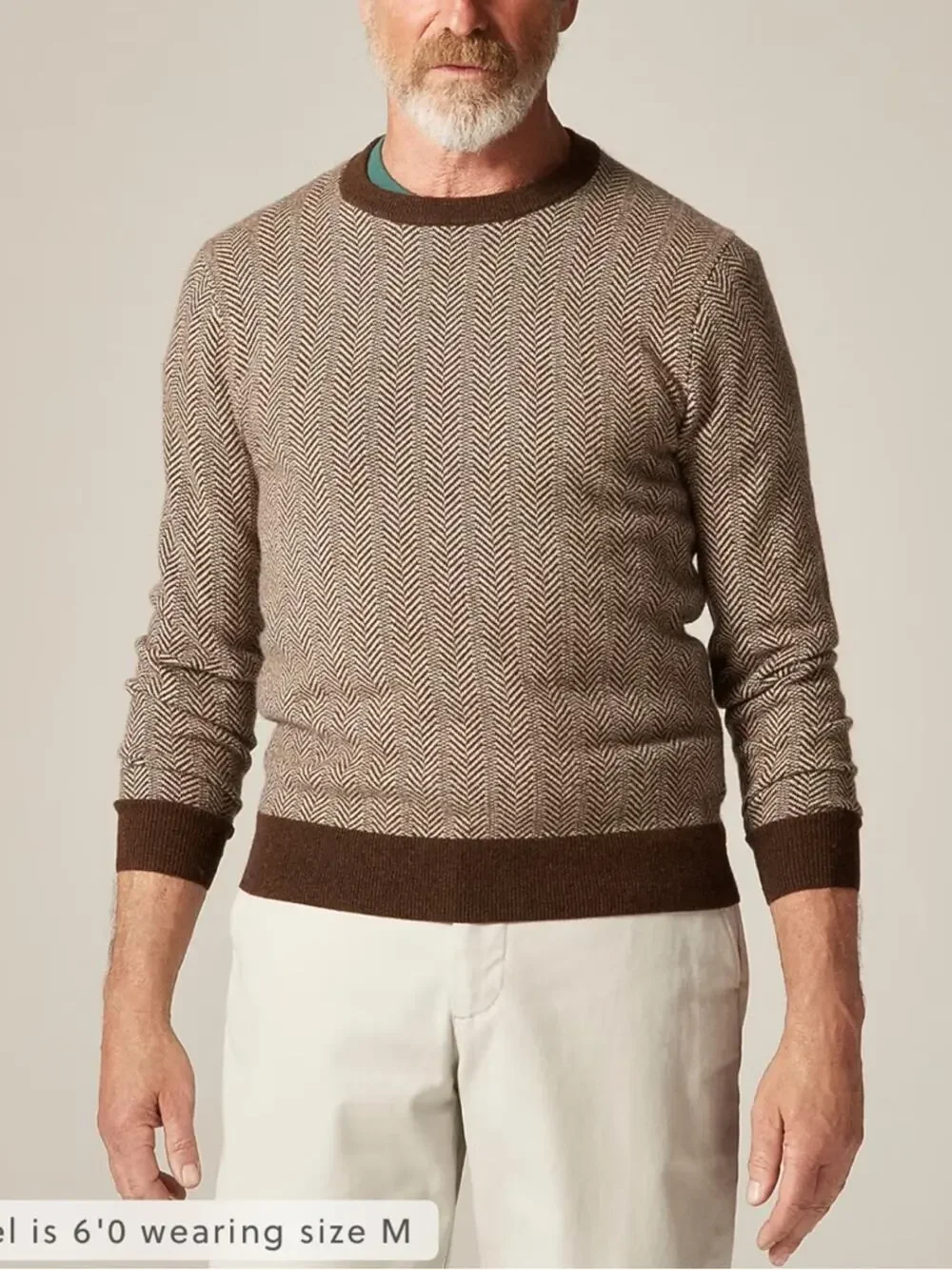 J.Crew Cashmere crewneck sweater in jacquard herringbone